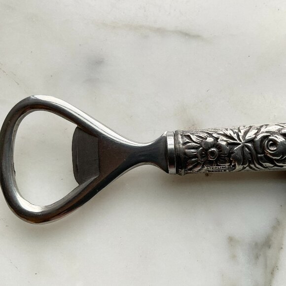 Sterling Silver Repousse Bottle Opener Vintage 6 1/8" - Picture 4 of 9